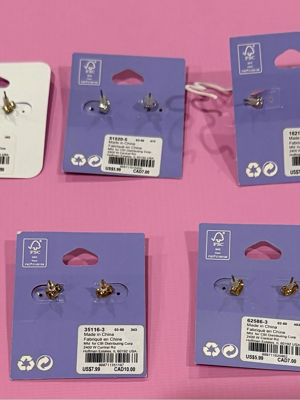 Claire’s Sensitive Solutions 5 Pair Earring Lot NWT Cat Heart Flower Leaf